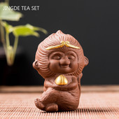 Χειροποίητο μωβ άμμο Τσάι Στολίδια για κατοικίδια Μοντέλο Monkey King Διακόσμηση επιφάνειας εργασίας Creative Little Monkey Bonsai Στολίδια Χειροτεχνίες