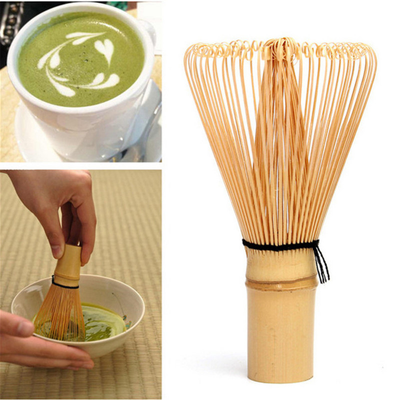 Batidor de té verde de bambú Natural japonés, conjunto de accesorios para cocina, 100 puntas, Matcha, batidor de polvo, cepillo,