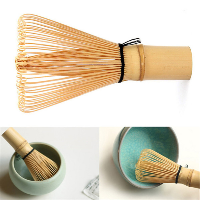 Batidor de té verde de bambú Natural japonés, conjunto de accesorios para cocina, 100 puntas, Matcha, batidor de polvo, cepillo,