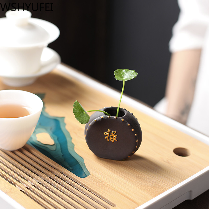 1 PCS Creativity Purple Clay Fingertip Tea pet Mini Ornament desktop Art вази за цветя Чаена маса Аксесоари Ръчно изработени занаяти