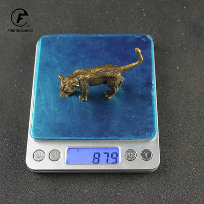 Garums Vintage Tīra vara Leopards Skulptūra Lucky Fen Shui Dekorācijas Rotājumi Antīki Misiņa Amatniecība Mājas dekori Tēja Mājdzīvnieks