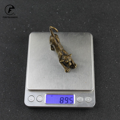 Garums Vintage Tīra vara Leopards Skulptūra Lucky Fen Shui Dekorācijas Rotājumi Antīki Misiņa Amatniecība Mājas dekori Tēja Mājdzīvnieks