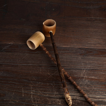 Винтидж бамбукова чаена лъжица с дълга дръжка Мултистилен натурален бамбуков чай, вино, разпределителна лъжица, лъжица, лъжица, чай, кухненски аксесоари