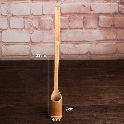 Vintage bambusz hosszú nyelű teáskanál többstílusú természetes bambusz tea borosztó kanál kanál teás edények konyhai kiegészítők