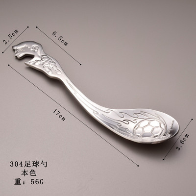 Daudzfunkcionāla futbola radošā karote, 304 nerūsējošā tērauda futbola karote žilbinošā krāsā ar pudeļu attaisāmo