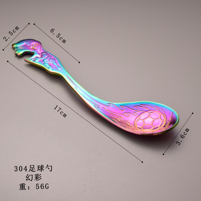 Daudzfunkcionāla futbola radošā karote, 304 nerūsējošā tērauda futbola karote žilbinošā krāsā ar pudeļu attaisāmo