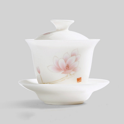 Keramikas Sancai Gaiwan mājas burbuļbļoda, pielāgota baltā porcelāna tējas pagatavošanai ar vāku, ķīniešu tējas komplekta piederumi 100 ml