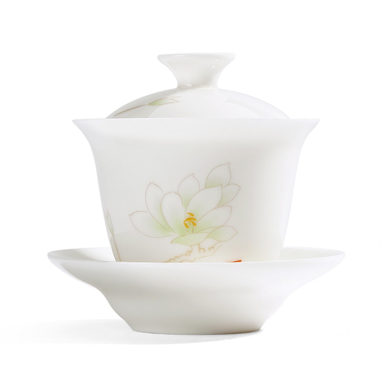 Keramikas Sancai Gaiwan mājas burbuļbļoda, pielāgota baltā porcelāna tējas pagatavošanai ar vāku, ķīniešu tējas komplekta piederumi 100 ml