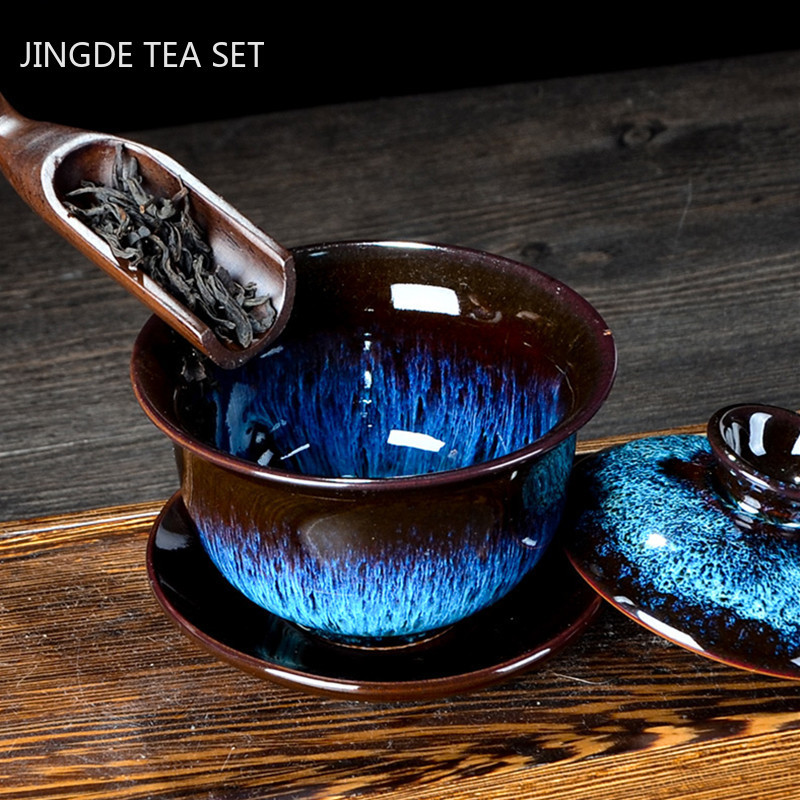 Antīkas cepļa maiņas vāka trauka tējas komplekts Mājas tējkanna tējas pagatavošanas ceremonija Keramikas tējas tase Tējas trauks Pielāgoti tējas trauki