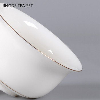 Бутикова ръчно изработена керамична купа за чай Овнешка мазнина Нефрит Бял порцелан Gaiwan Чаша Домакински чайник Традиционни комплекти за чай