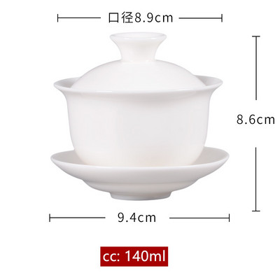 Boutique ar rokām darināta keramikas tējas bļoda aitas gaļas tauku nefrīta baltā porcelāna Gaiwan tējas krūze mājsaimniecības tējas pagatavošanas tradicionālie tējas komplekti