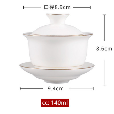 Boutique ar rokām darināta keramikas tējas bļoda aitas gaļas tauku nefrīta baltā porcelāna Gaiwan tējas krūze mājsaimniecības tējas pagatavošanas tradicionālie tējas komplekti