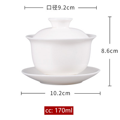 Boutique ar rokām darināta keramikas tējas bļoda aitas gaļas tauku nefrīta baltā porcelāna Gaiwan tējas krūze mājsaimniecības tējas pagatavošanas tradicionālie tējas komplekti
