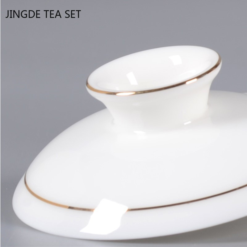 Boutique ar rokām darināta keramikas tējas bļoda aitas gaļas tauku nefrīta baltā porcelāna Gaiwan tējas krūze mājsaimniecības tējas pagatavošanas tradicionālie tējas komplekti