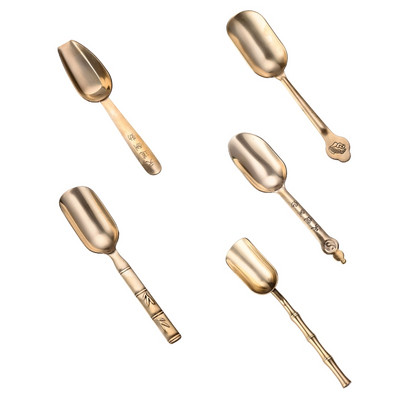 Accesorii pentru ceai Kung Fu chinezesc în stil retro Linguriță din alamă Linguri delicate portabile Material din alamă Lingurițe 5 stiluri