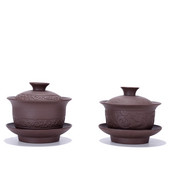 Pahar de ceai din lut violet Gaiwan Set boluri de ceai din ceramica chinezeasca castron acoperit cu capac farfurie pentru pahare castroane din China.