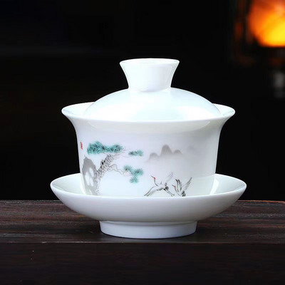 200ml Kézzel festett fehér porcelán Tea Tureen csésze, fedőtál teáskészlet gaiwan tea porcelán edénykészlet utazási Gyönyörű vízforraló