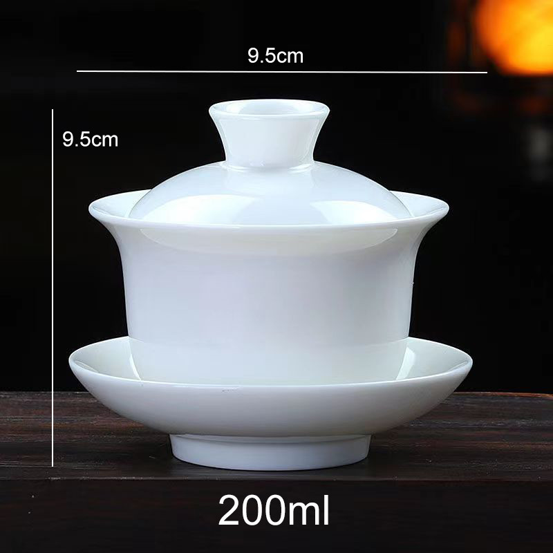 200ml Kézzel festett fehér porcelán Tea Tureen csésze, fedőtál teáskészlet gaiwan tea porcelán edénykészlet utazási Gyönyörű vízforraló