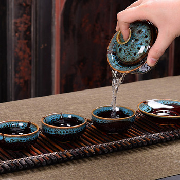 Китайски набор за чай Gaiwan риба Kung Fu Tea Супник Смяна на пещ Gai wan многоцветен чайник Sancai Tea Cup travel Красив чайник