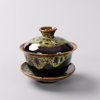 Китайски набор за чай Gaiwan риба Kung Fu Tea Супник Смяна на пещ Gai wan многоцветен чайник Sancai Tea Cup travel Красив чайник