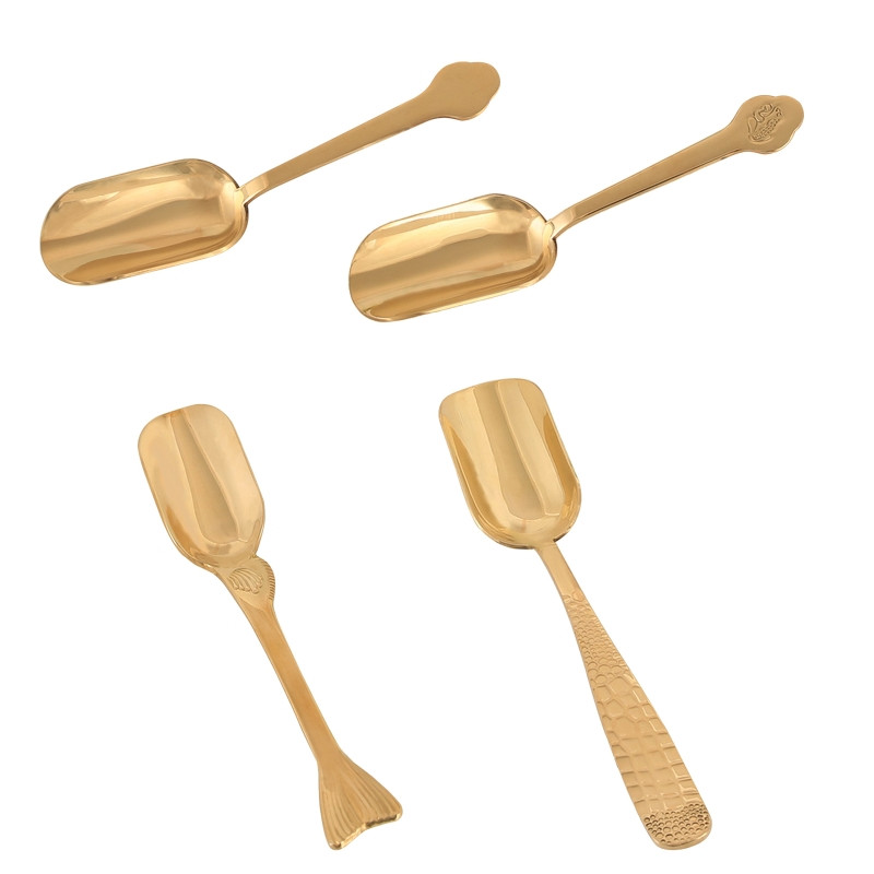 Misiņa tējas karote Kung Fu tējas lāpsta Metāla karotes Kafijas pulveris Tējas Sāls Raugs Super pārtikas pulveri Kakao virtuves rīks