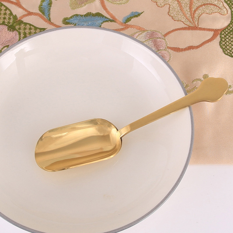 Misiņa tējas karote Kung Fu tējas lāpsta Metāla karotes Kafijas pulveris Tējas Sāls Raugs Super pārtikas pulveri Kakao virtuves rīks