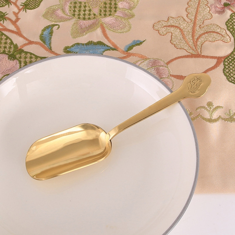 Misiņa tējas karote Kung Fu tējas lāpsta Metāla karotes Kafijas pulveris Tējas Sāls Raugs Super pārtikas pulveri Kakao virtuves rīks