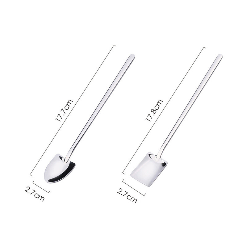 Nerūsējošā tērauda lāpstas lāpstas karotes Radošas tējkarotes ar garu rokturi saldējuma kafijas deserta karotes virtuves galda piederumiem