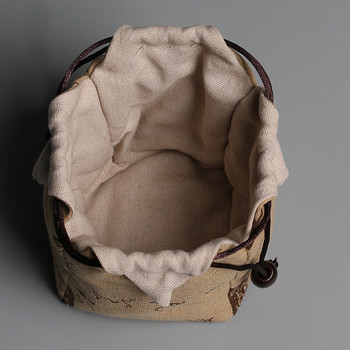 1 τεμ. Φορητό βαμβακερό άδειο ύφασμα τσάντα αποθήκευσης Υφασμάτινο σακουλάκι Τσάι Cozies για μία τσαγιέρα Λινό τσαγιού δεμένα φλιτζάνια τσαγιού Καθημερινή χρήση