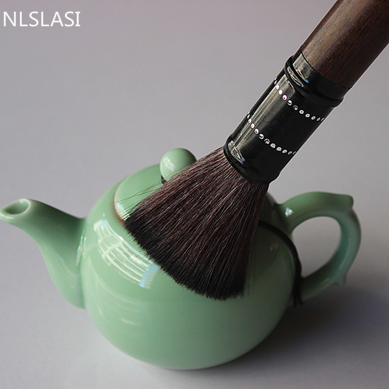 Palielināta Ebony Raising Pot tējas birste nezaudē matus Tēja Sweep Brush Boutique tējas komplekta piederumi Pielāgotas tējas ceremonijas dāvanas