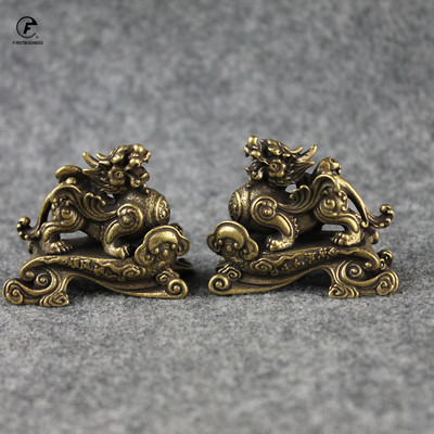 Меден дракон декорация на дома китайски 12 зодии животно дракон талисман миниатюри фигурка месинг офис бюро фън шуй декор занаят