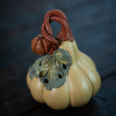 NLSLASI1 DB Lila Agyag Tea kisállat Díszek Sütőtök szobor tea Figurine Boutique Tea Kiegészítők Kézműves otthon teadekoráció