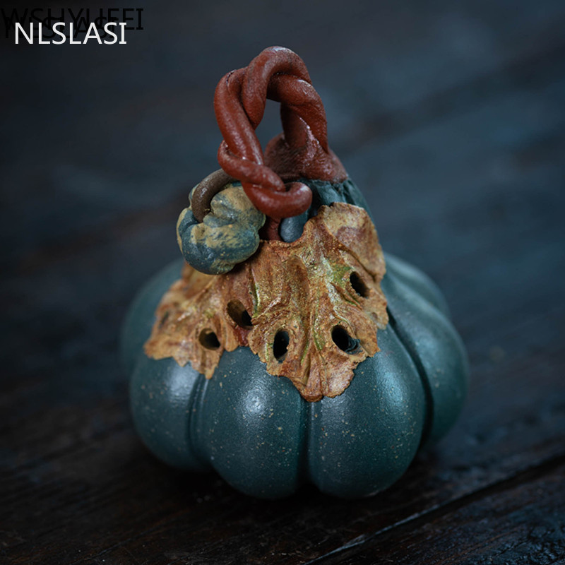NLSLASI1 DB Lila Agyag Tea kisállat Díszek Sütőtök szobor tea Figurine Boutique Tea Kiegészítők Kézműves otthon teadekoráció