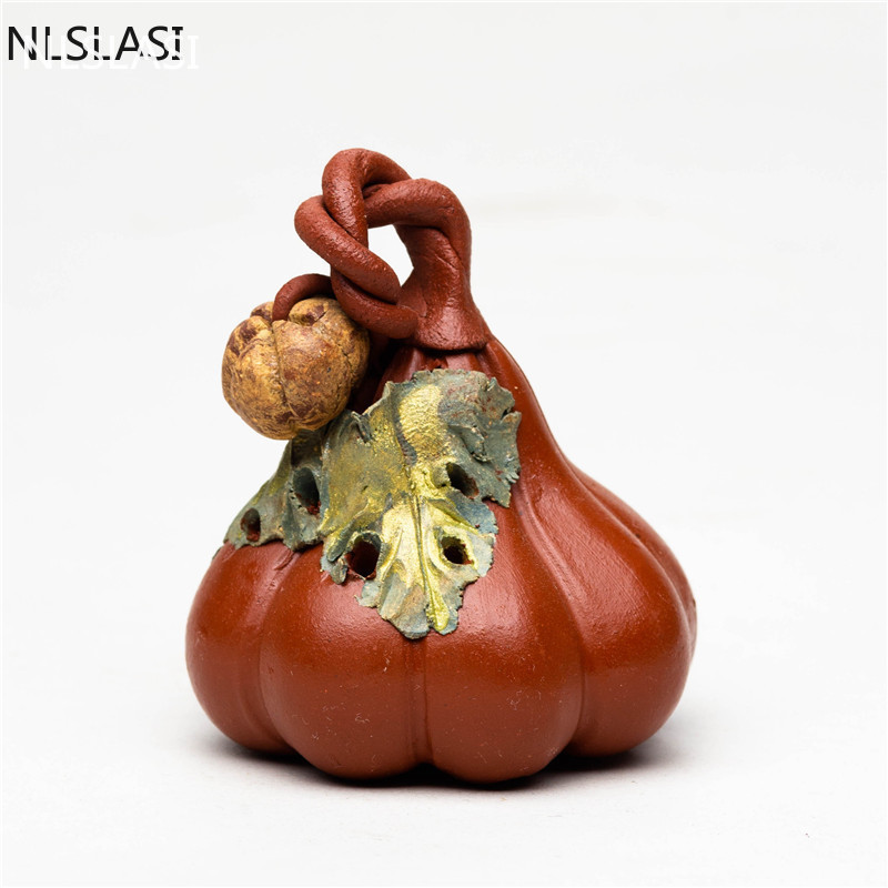 NLSLASI1 DB Lila Agyag Tea kisállat Díszek Sütőtök szobor tea Figurine Boutique Tea Kiegészítők Kézműves otthon teadekoráció