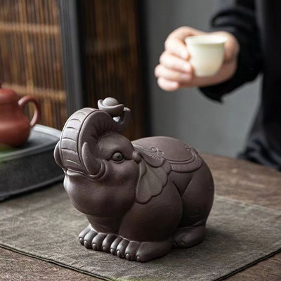 Yixing Boutique argilă mov elefant ceai figurină animale de companie ornamente pentru casă sculptură manuală decorare ceremonie ceaiului chineză