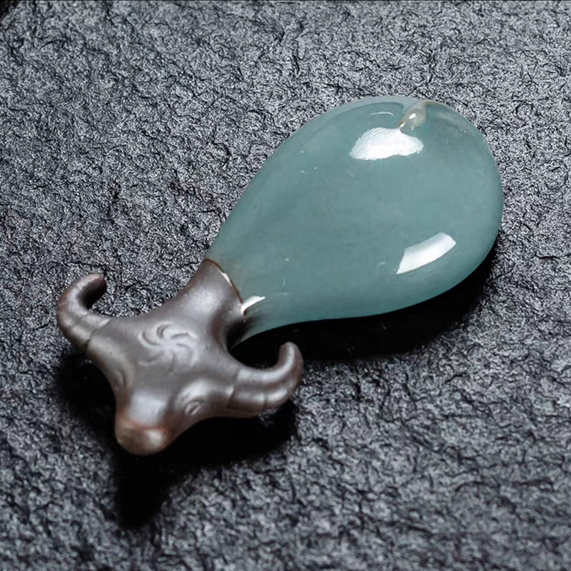 Античен биволски чай Орнаменти за домашни любимци Ръчно изработени мини керамика за животни Ge Kiln Чаена маса Настолен дисплей Озеленяване Декорация ZC580