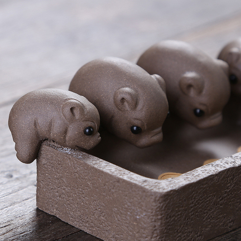 Violeta māla tēja Mājdzīvnieki mazās cūkas Dzert ūdeni Ķīniešu neapstrādāta keramika Kung Fu tējas komplekts Mājas apdare Tējas aksesuārs Bezmaksas piegāde