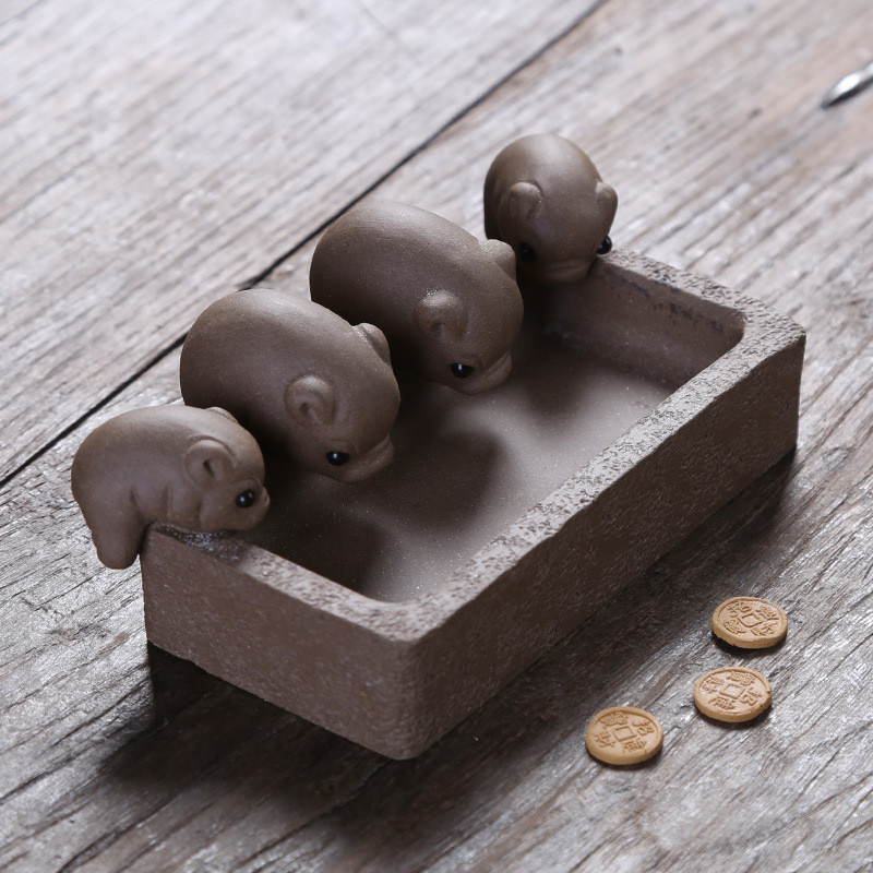 Violeta māla tēja Mājdzīvnieki mazās cūkas Dzert ūdeni Ķīniešu neapstrādāta keramika Kung Fu tējas komplekts Mājas apdare Tējas aksesuārs Bezmaksas piegāde