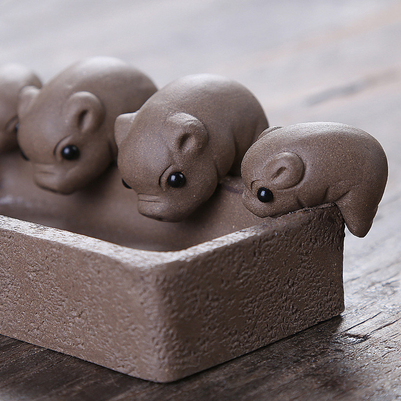 Violeta māla tēja Mājdzīvnieki mazās cūkas Dzert ūdeni Ķīniešu neapstrādāta keramika Kung Fu tējas komplekts Mājas apdare Tējas aksesuārs Bezmaksas piegāde