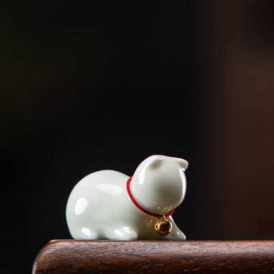 Radošums Roku darbs Keramika Tēja Mājdzīvnieku rotājumi Jauki maza kaķa statuja baltā porcelāna tēja figūriņu amatniecība Boutique tējas dekorēšana