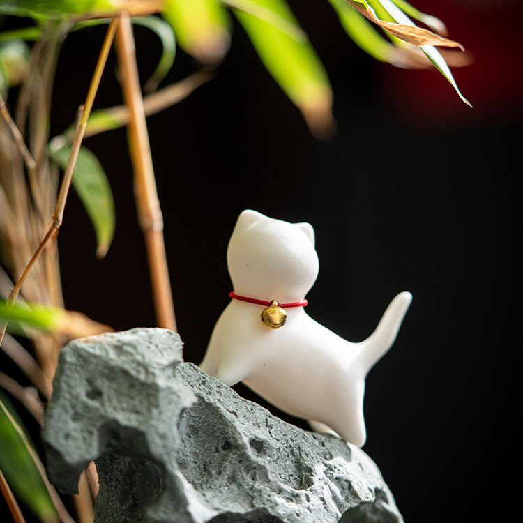 Radošums Roku darbs Keramika Tēja Mājdzīvnieku rotājumi Jauki maza kaķa statuja baltā porcelāna tēja figūriņu amatniecība Boutique tējas dekorēšana