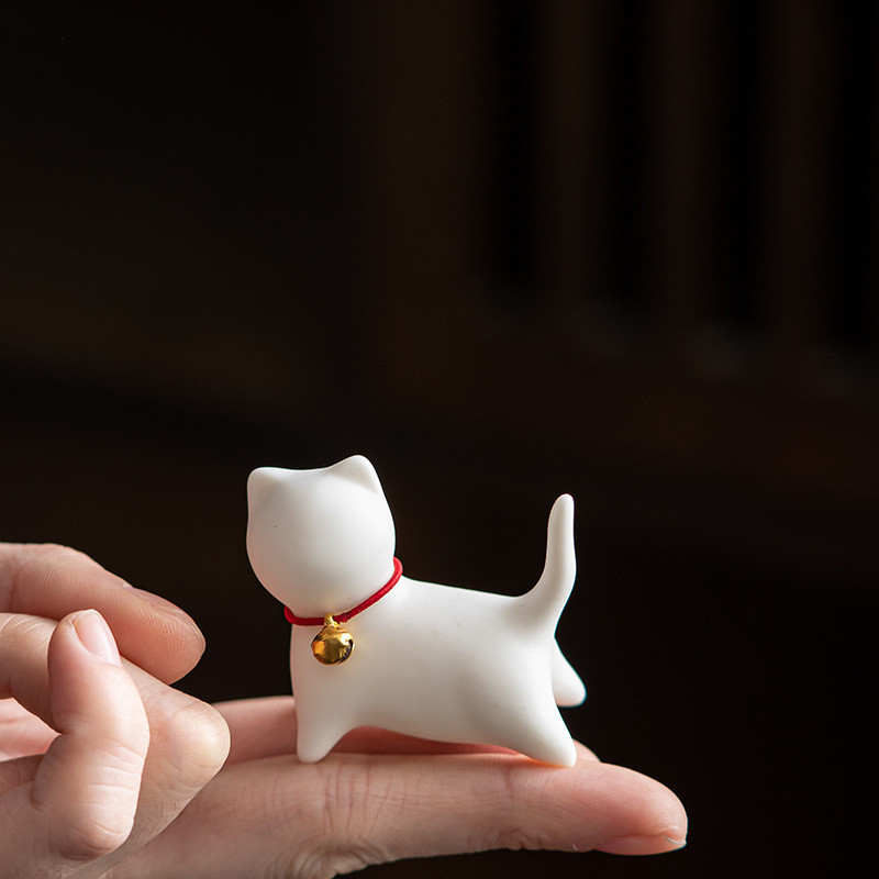 Radošums Roku darbs Keramika Tēja Mājdzīvnieku rotājumi Jauki maza kaķa statuja baltā porcelāna tēja figūriņu amatniecība Boutique tējas dekorēšana