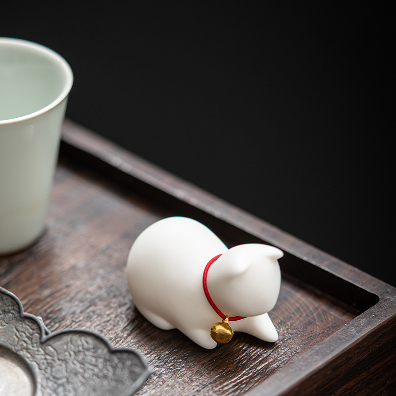 Radošums Roku darbs Keramika Tēja Mājdzīvnieku rotājumi Jauki maza kaķa statuja baltā porcelāna tēja figūriņu amatniecība Boutique tējas dekorēšana