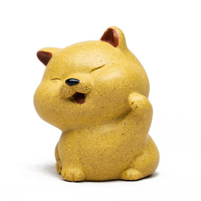 Yixing purpursarkanā māla tēja Mājdzīvnieks Ķīnas zodiaka suņa statujas rotājumi ar rokām darināti skulptūra tēja figūriņu amatniecība Zisha tējas servīzes dekorēšana