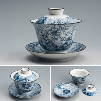 Roku darbs keramikas Gaiwan tējas tase Ar rokām apgleznotu ziedu rakstu ķīniešu tējas tējkanna tējas trauki tējas pagatavošanai personīgai vienai krūzei 170 ml