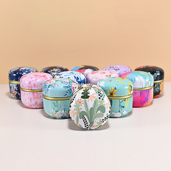 Домакинска запечатана кутия за опаковане на чай Tea Caddy Tinplate Преносима кутия за чай с цветя в японски стил Кръгли малки тенекиени контейнери