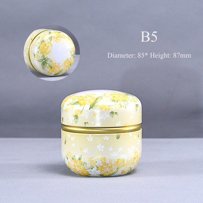 Tējas Caddy skārda skārda mājsaimniecības noslēgta tējas iepakojuma kaste Pārnēsājami japāņu stila ziedu tējas apaļi mazi skārda trauki