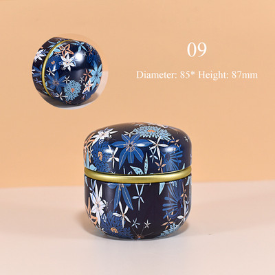 Tējas Caddy skārda skārda mājsaimniecības noslēgta tējas iepakojuma kaste Pārnēsājami japāņu stila ziedu tējas apaļi mazi skārda trauki