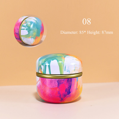 Tējas Caddy skārda skārda mājsaimniecības noslēgta tējas iepakojuma kaste Pārnēsājami japāņu stila ziedu tējas apaļi mazi skārda trauki