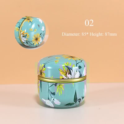 Tējas Caddy skārda skārda mājsaimniecības noslēgta tējas iepakojuma kaste Pārnēsājami japāņu stila ziedu tējas apaļi mazi skārda trauki